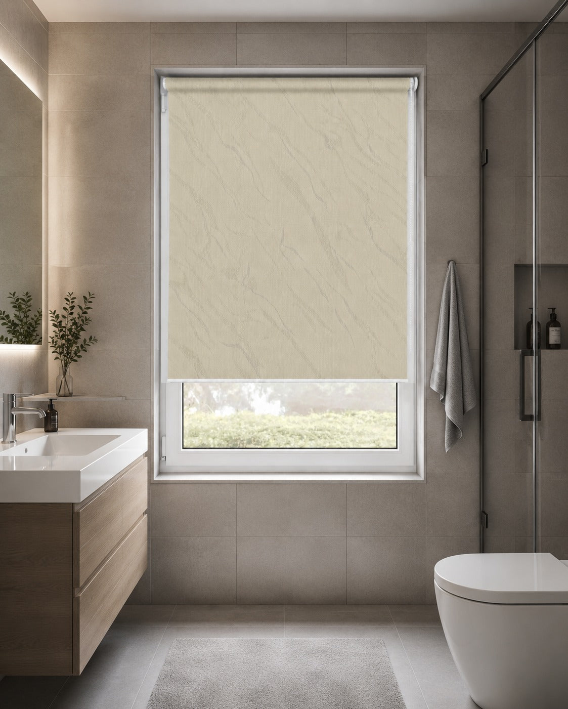 Fiesta Cream - PVC Blackout Waterproof Roller Blind