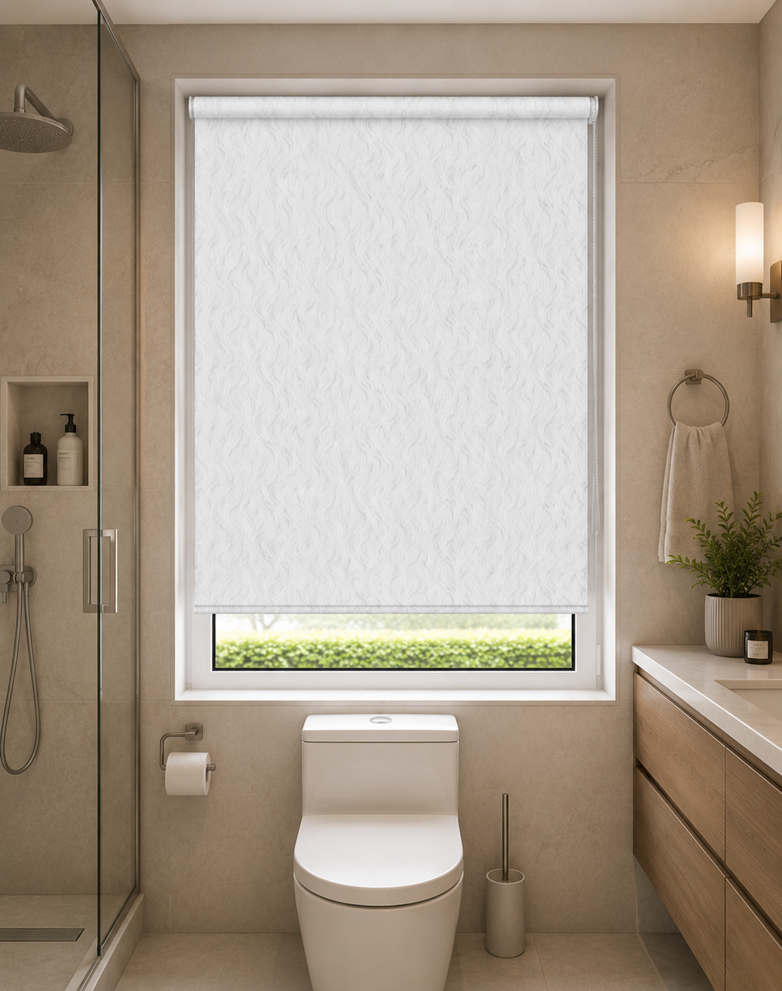 Gravity White - PVC Blackout Waterproof Roller Blind