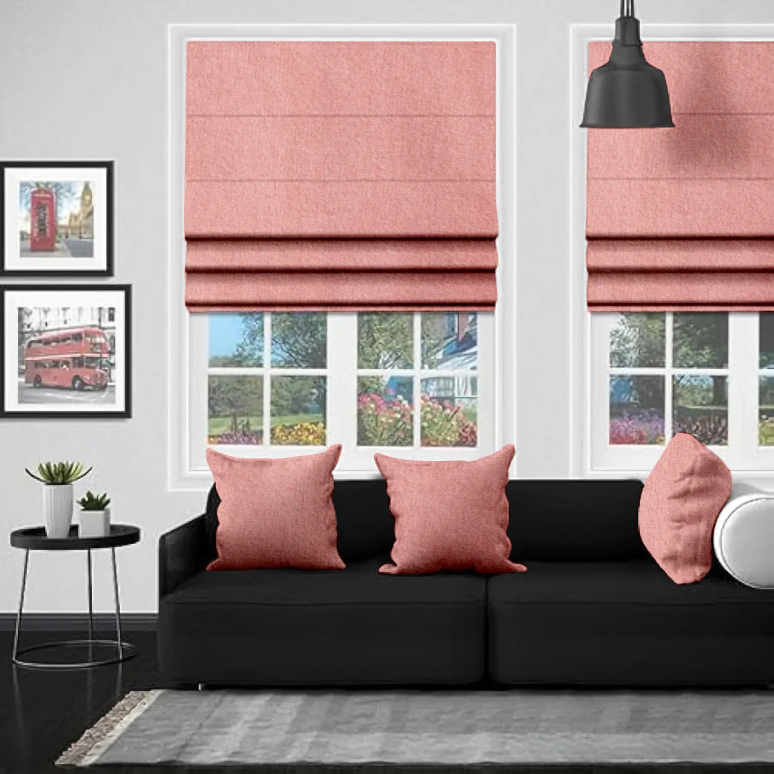 EB Bursa Soft Velvet Pink Roman Blind