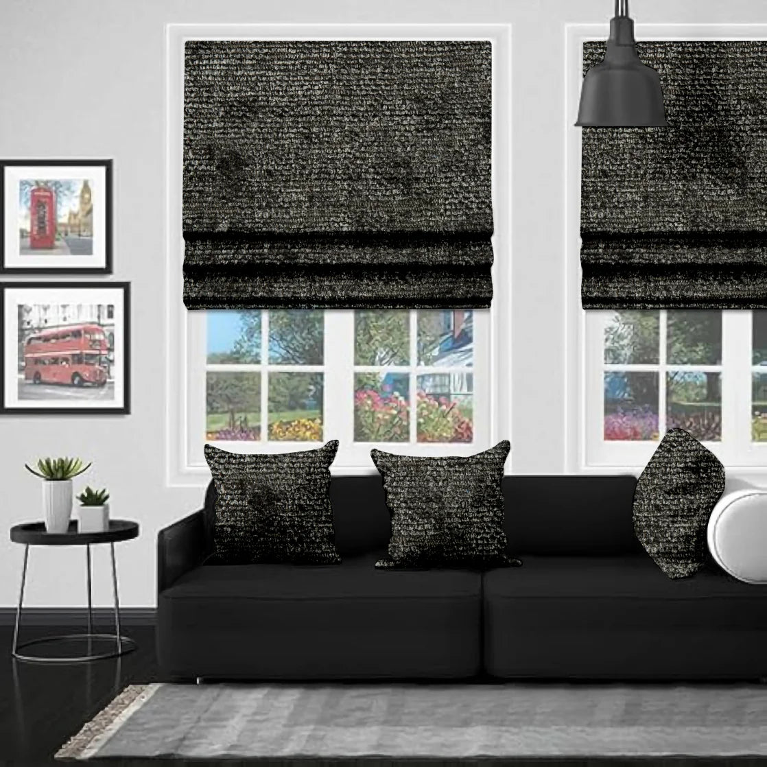 EB Chenille Charcoal Roman Blind