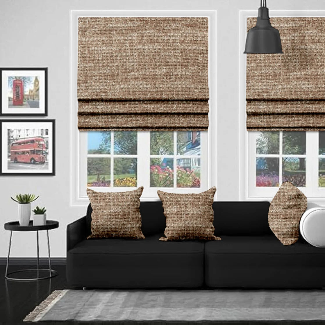 EB Chenille Mink Roman Blind
