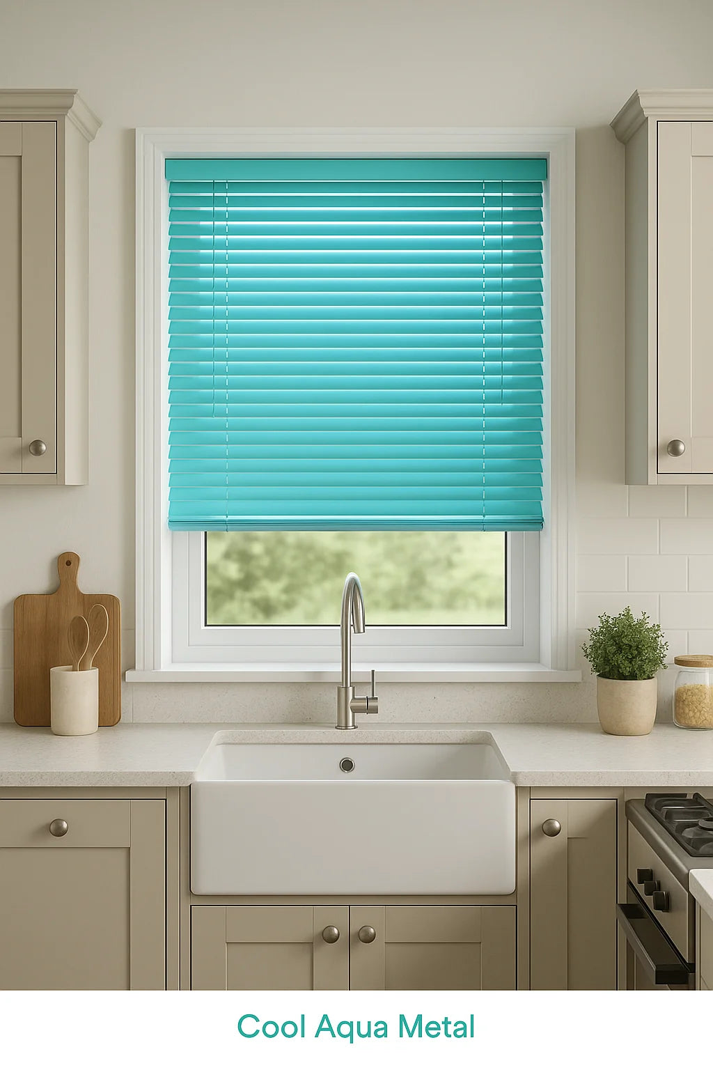 Cool Aqua MetalVenetian Blind - 25mm