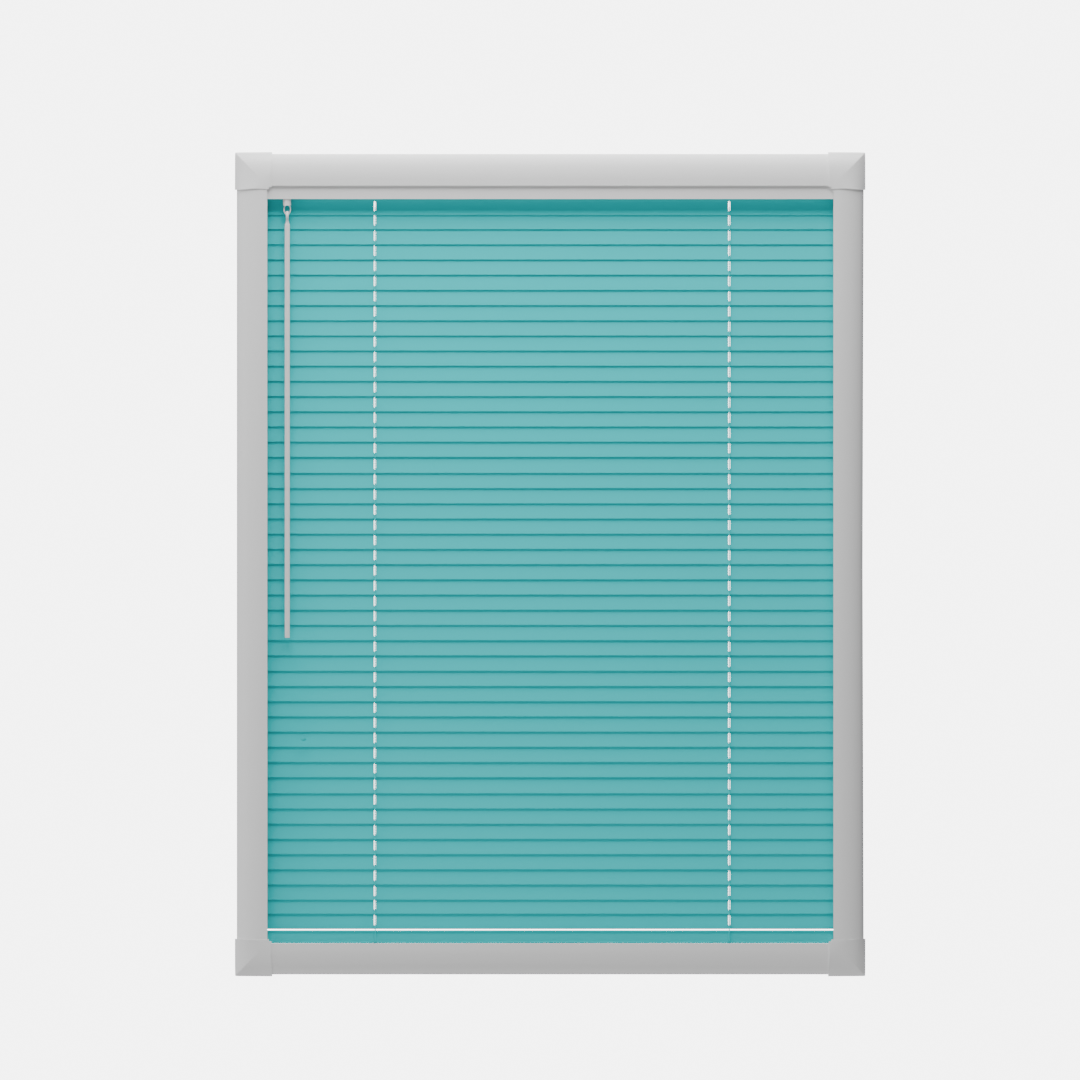 Perfect Fit No Drill Metal Blind - Electric Aqua- 25mm