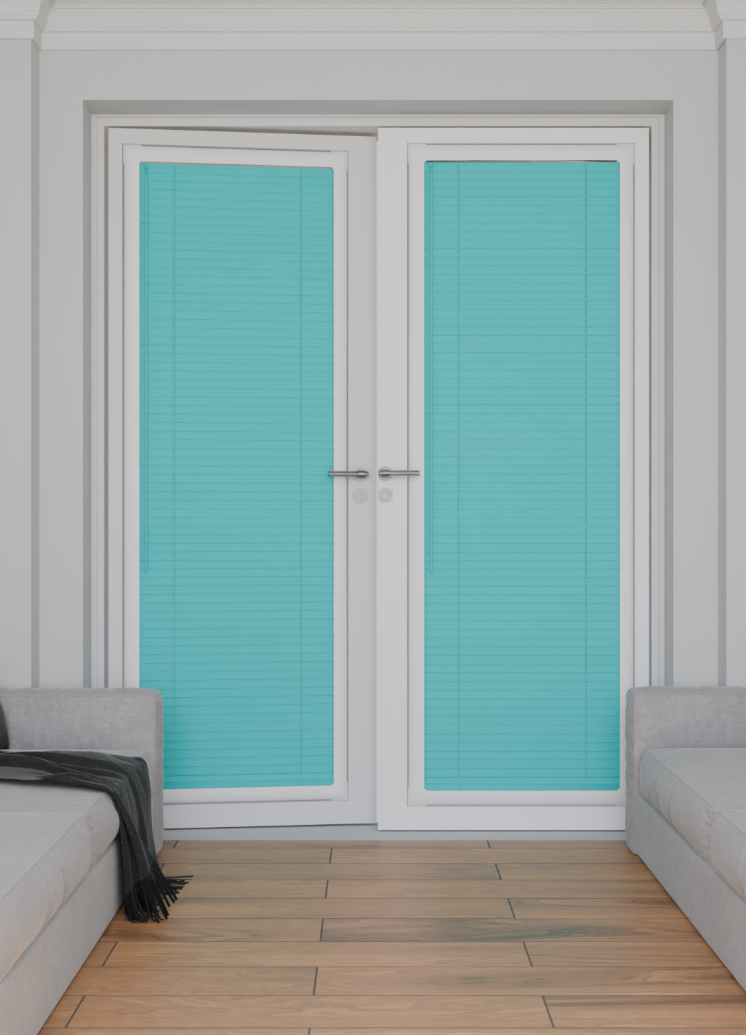 Perfect Fit No Drill Metal Blind - Electric Aqua- 25mm