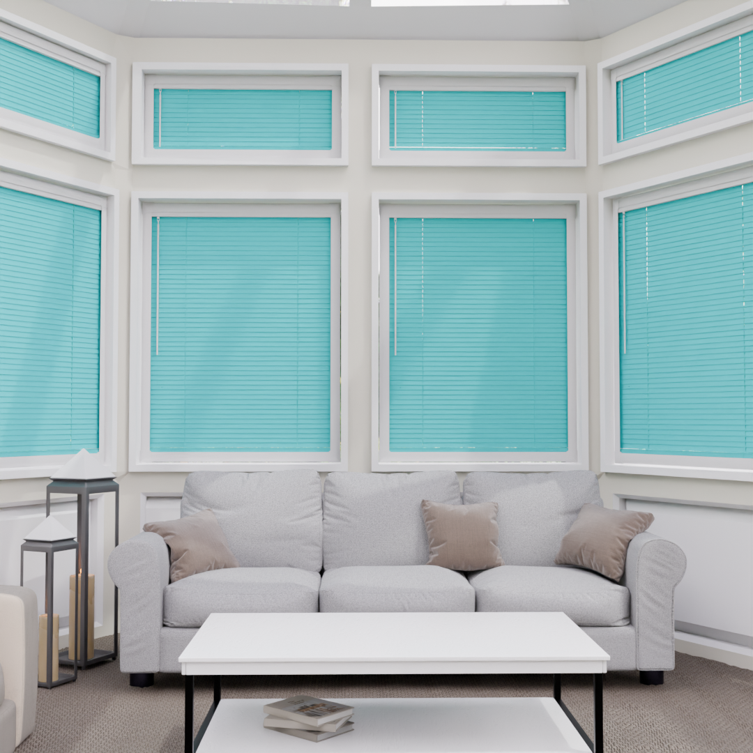 Perfect Fit No Drill Metal Blind - Electric Aqua- 25mm