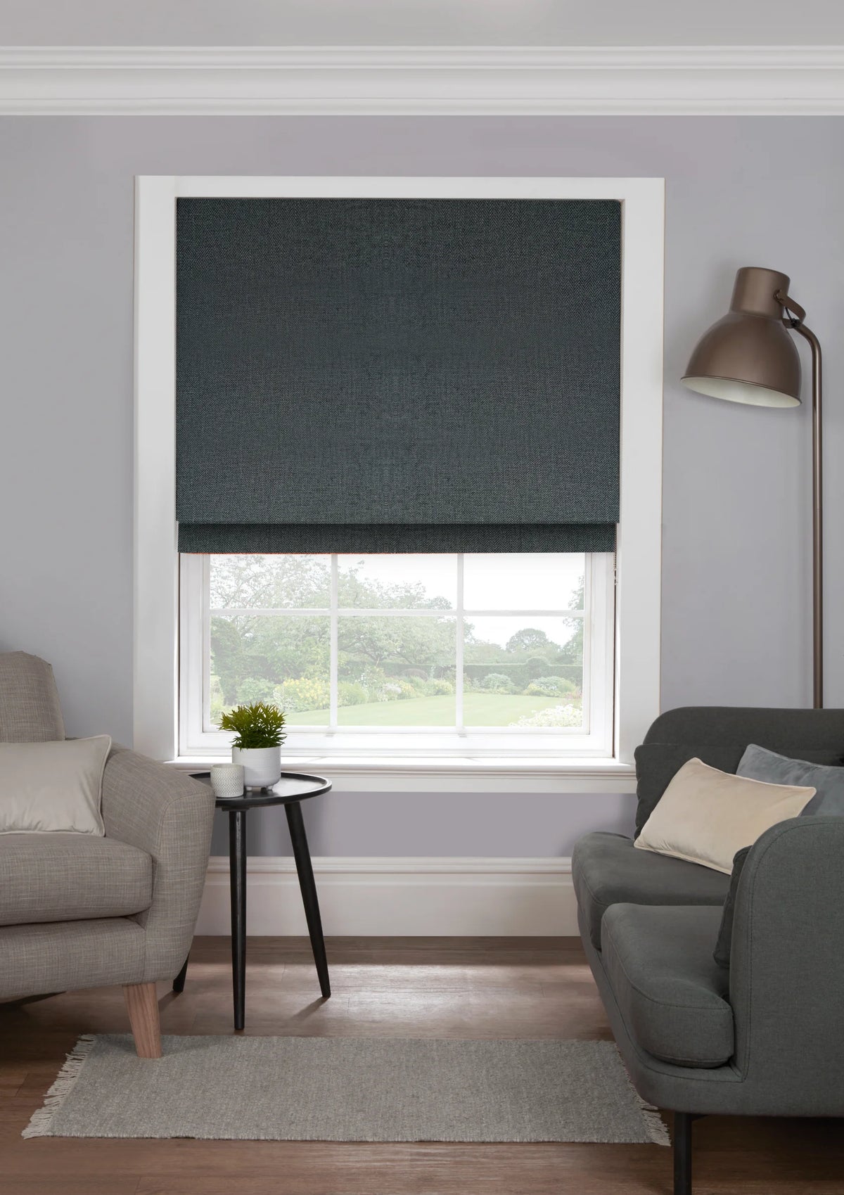 EB Herringbone Charcoal Roman Blind