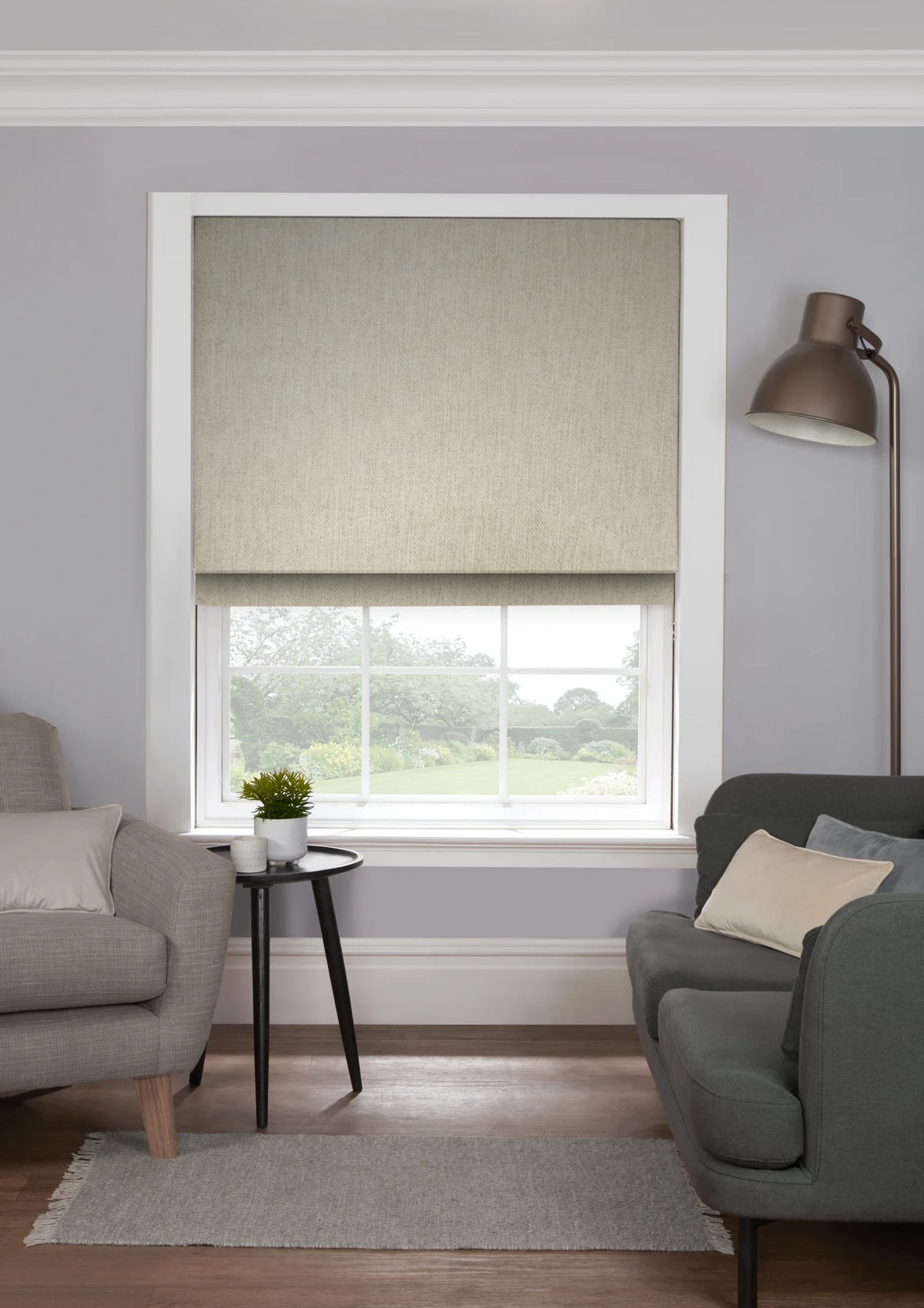 EB Herringbone Oyster Roman Blind