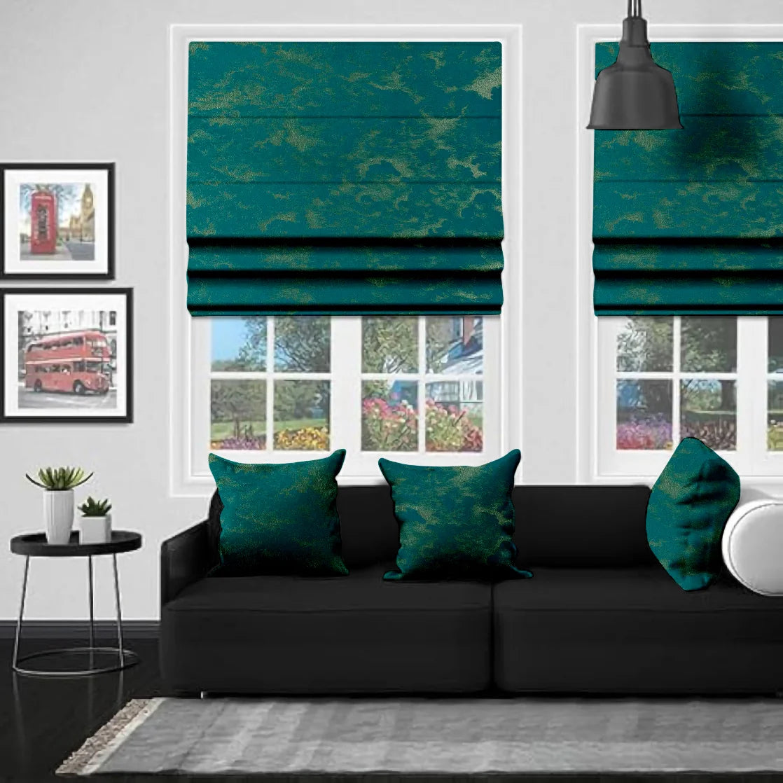 EB Izmir Teal gold Roman Blind