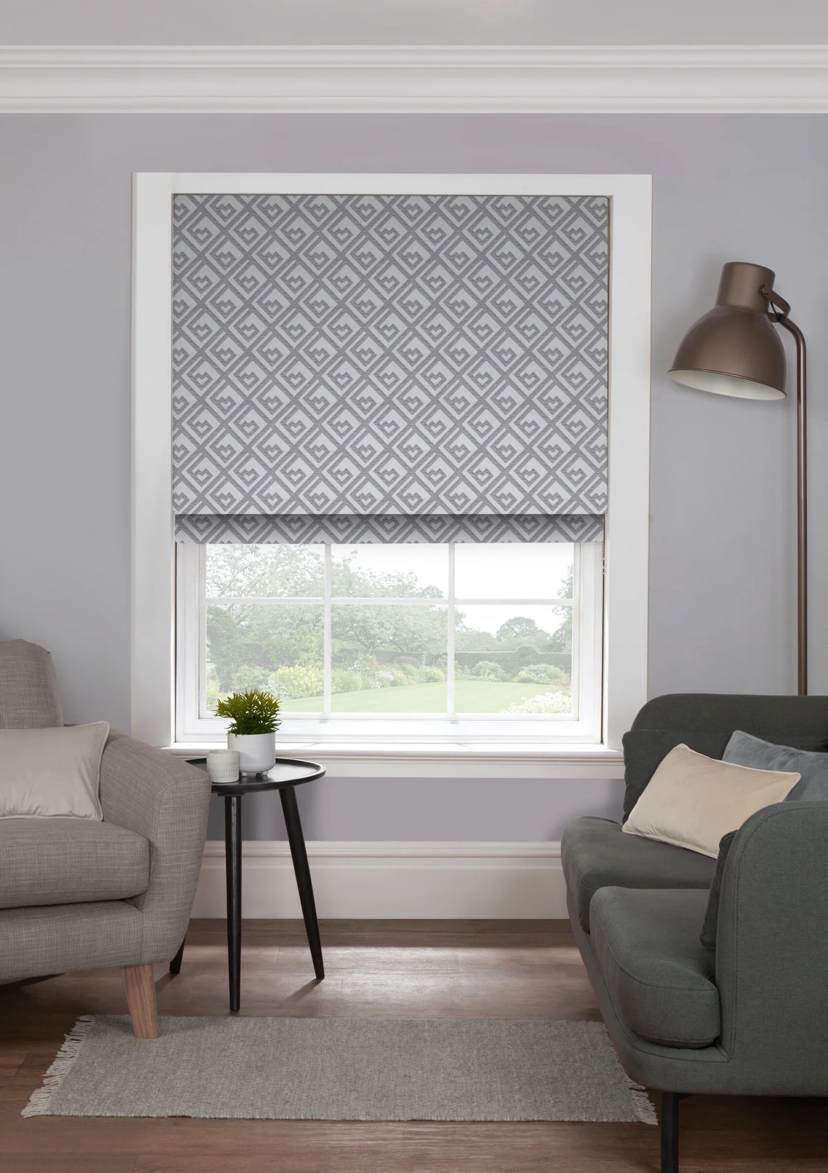 EB Kufic Grey Roman Blind