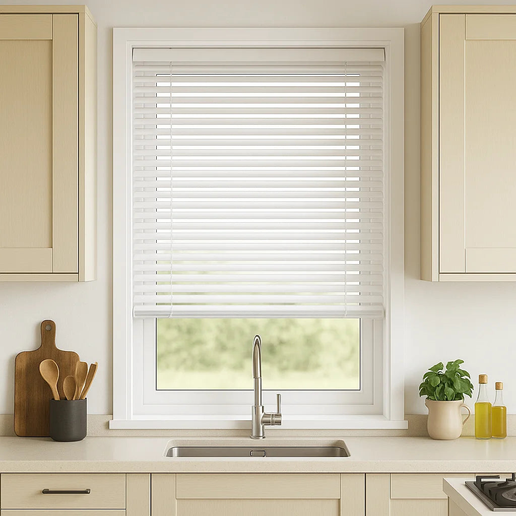 Off White Metal Venetian Blind - 25mm