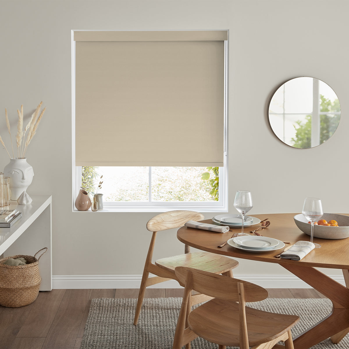 Insta Fit No Drill Iris Blackout Beige Roller Blinds - Fit in 30 Secs