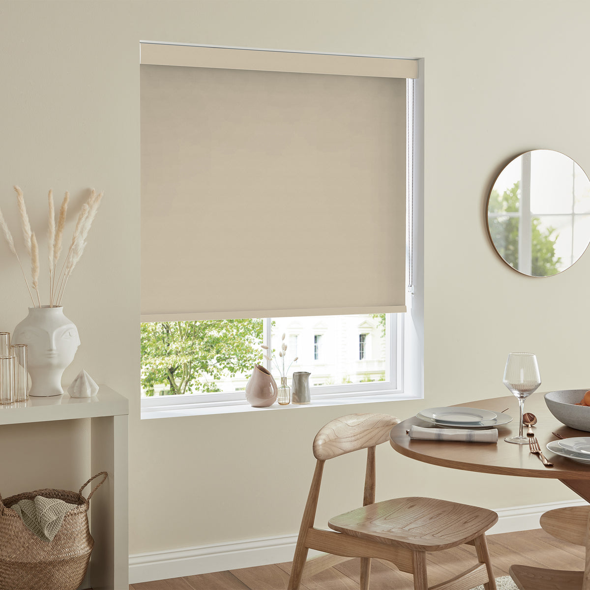 Insta Fit No Drill Iris Blackout Beige Roller Blinds - Fit in 30 Secs