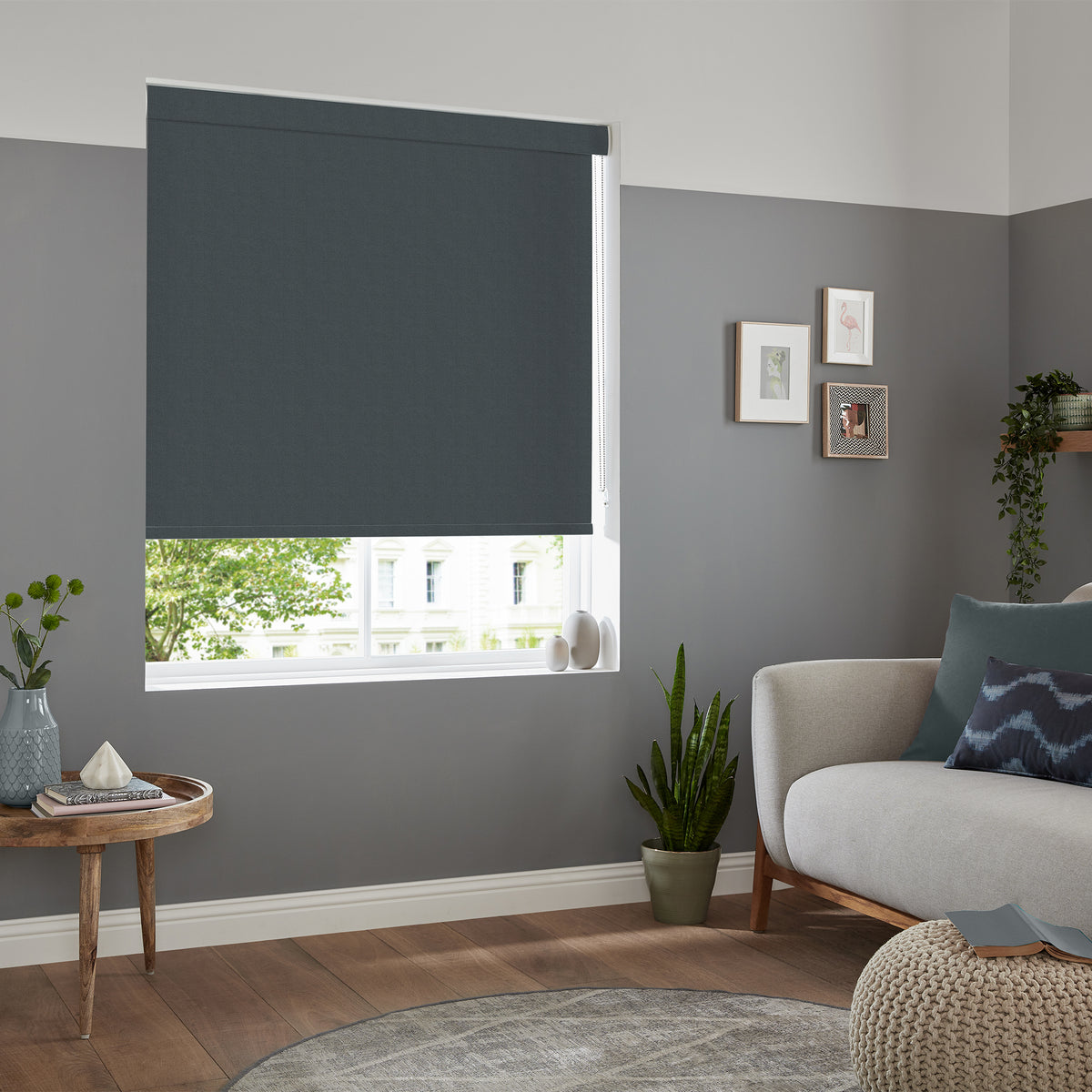 Insta Fit No Drill Iris Blackout Dark Grey Roller Blinds - Fit in 30 Secs