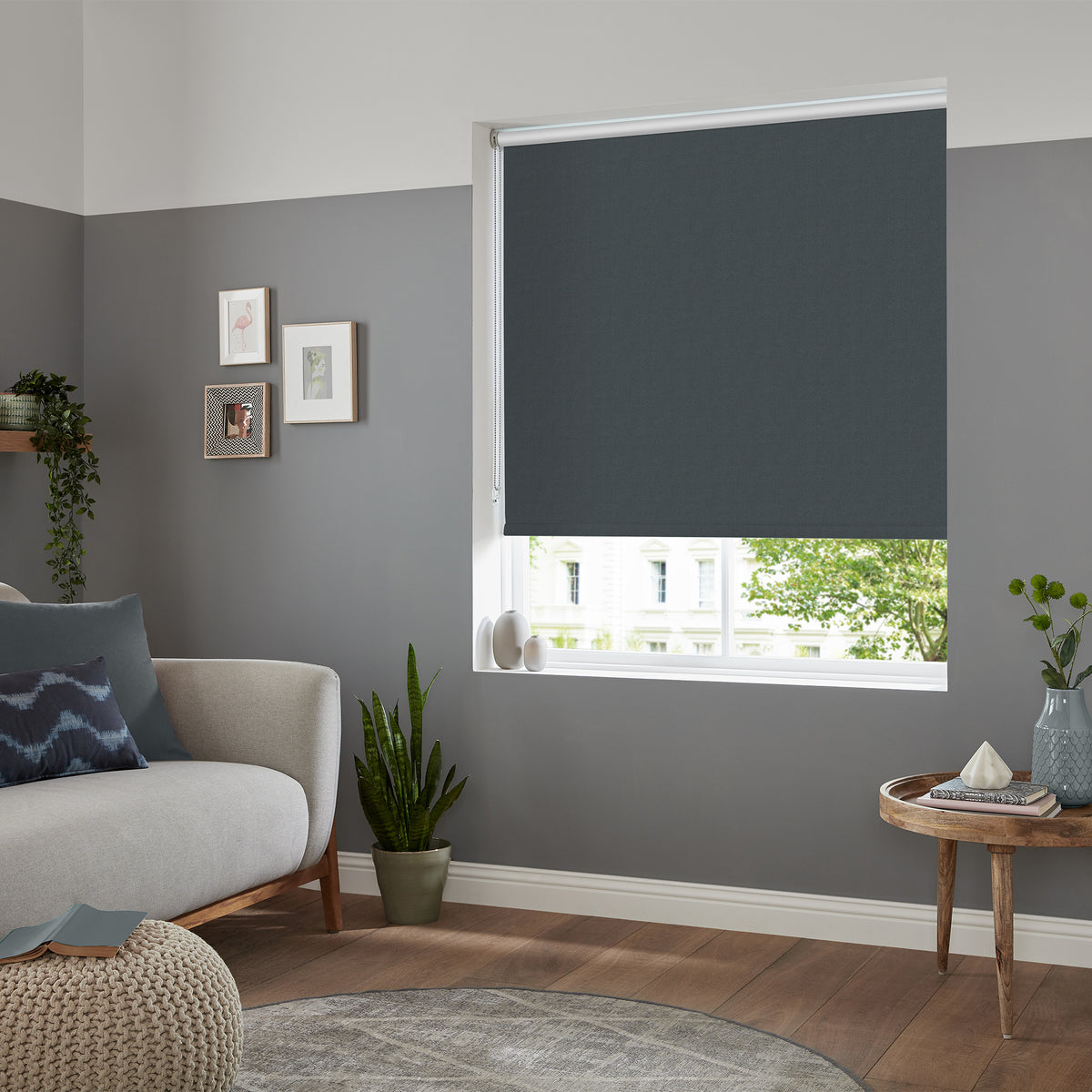 Insta Fit No Drill Iris Blackout Dark Grey Roller Blinds - Fit in 30 Secs