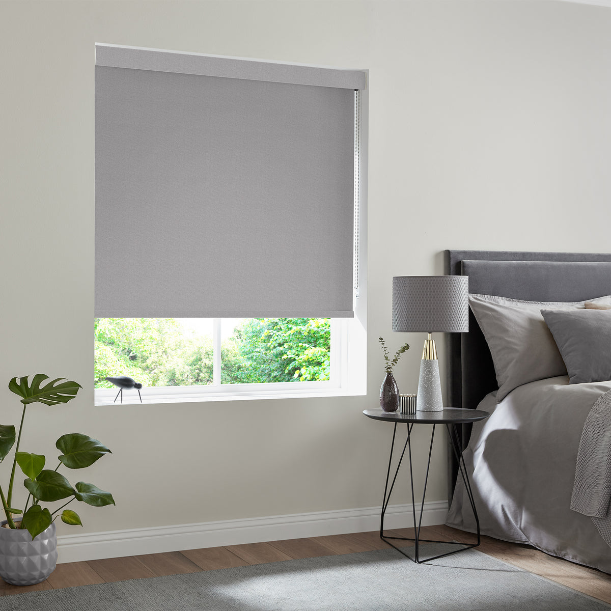 Insta Fit No Drill Petunia Blackout Grey Roller Blinds - Fit in 30 Secs