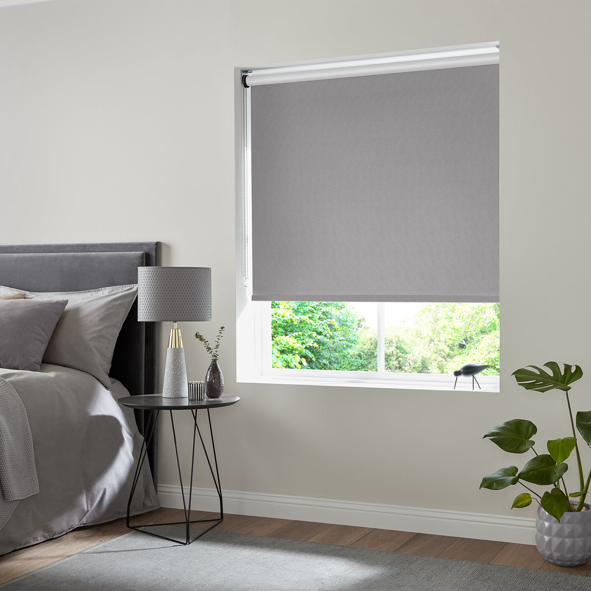 Insta Fit No Drill Petunia Blackout Grey Roller Blinds - Fit in 30 Secs