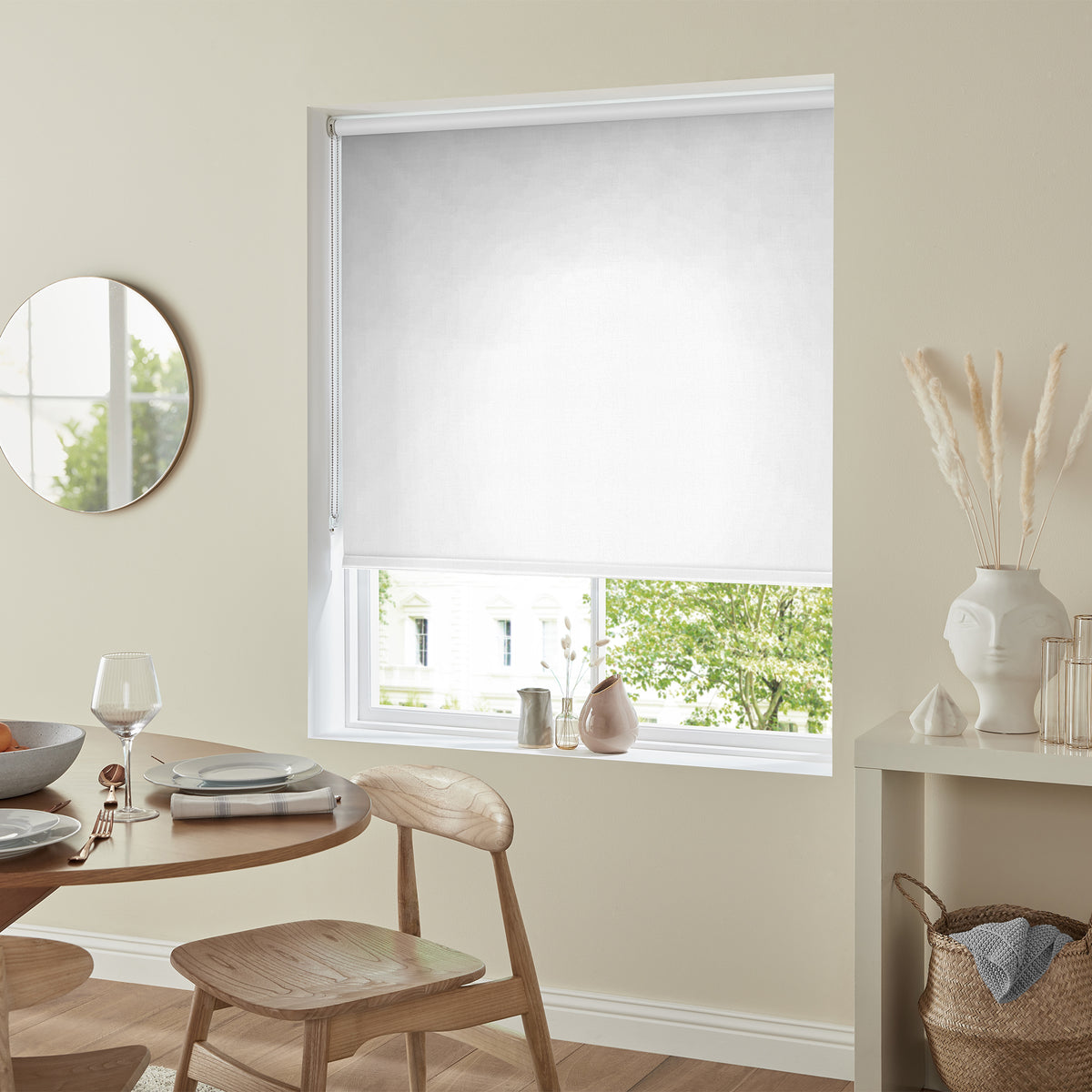 Insta Fit No Drill Begonia Blackout White Roller Blinds - Fit in 30 Secs