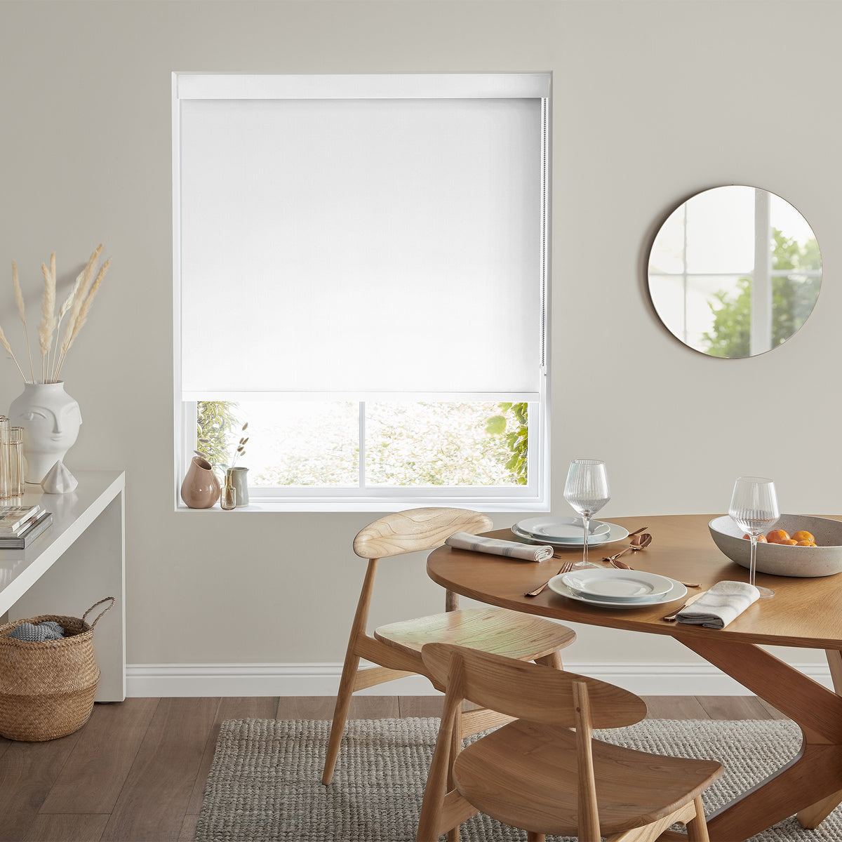 Insta Fit No Drill Wisteria Blackout White Roller Blinds - Fit in 30 Secs