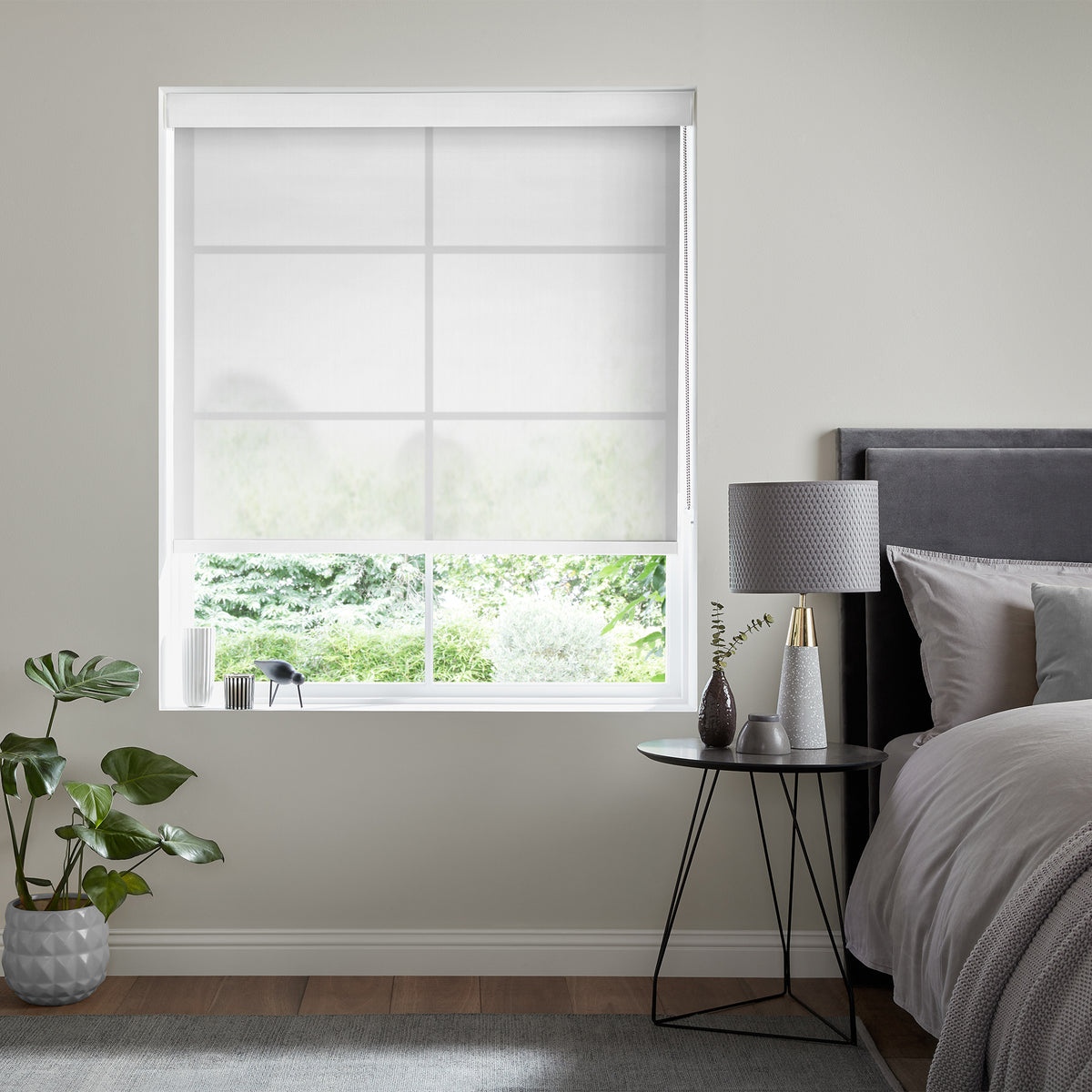 Insta Fit No Drill Azalea sheer 5% White Roller Blinds - Fit in 30 Secs