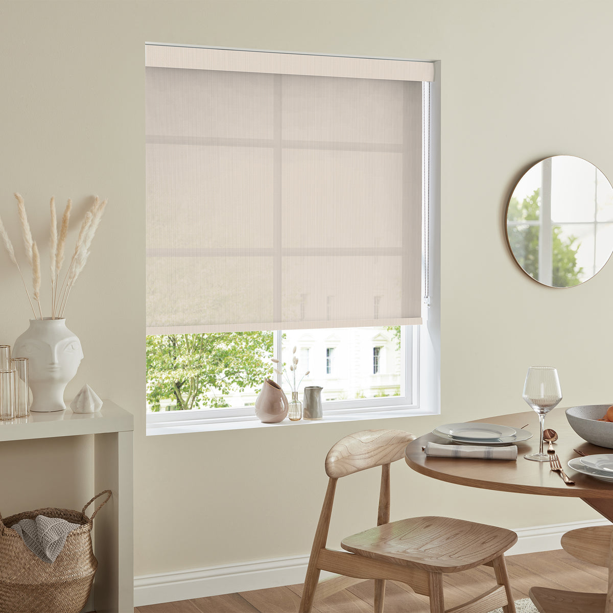 Insta Fit No Drill Azalea sheer 5% Cream Roller Blinds - Fit in 30 Secs