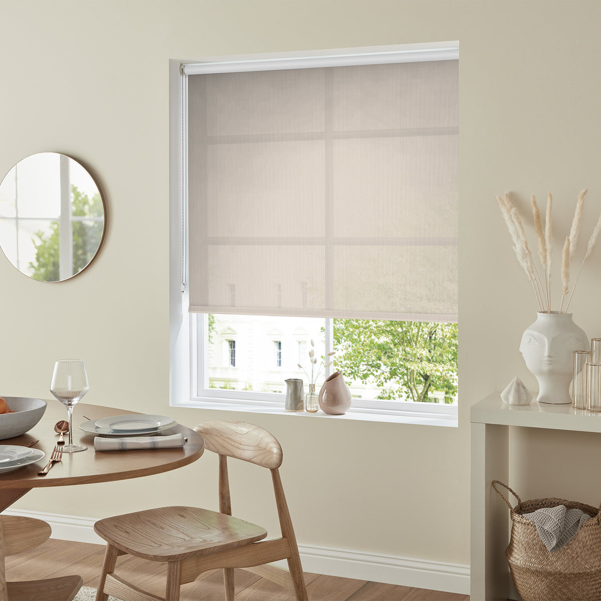 Insta Fit No Drill Azalea sheer 5% Cream Roller Blinds - Fit in 30 Secs