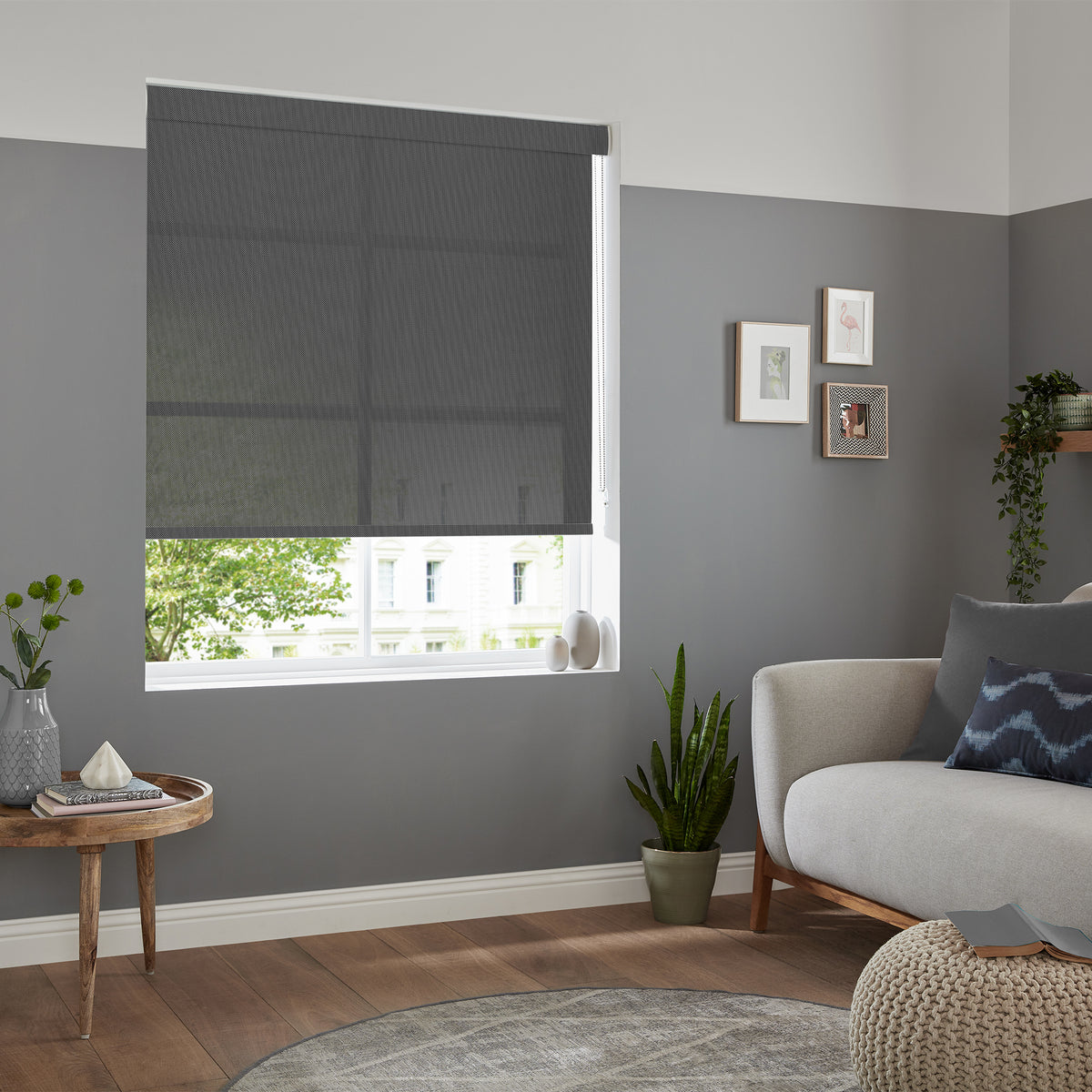 Insta Fit No Drill Azalea sheer Noir Roller Blinds - Fit in 30 Secs