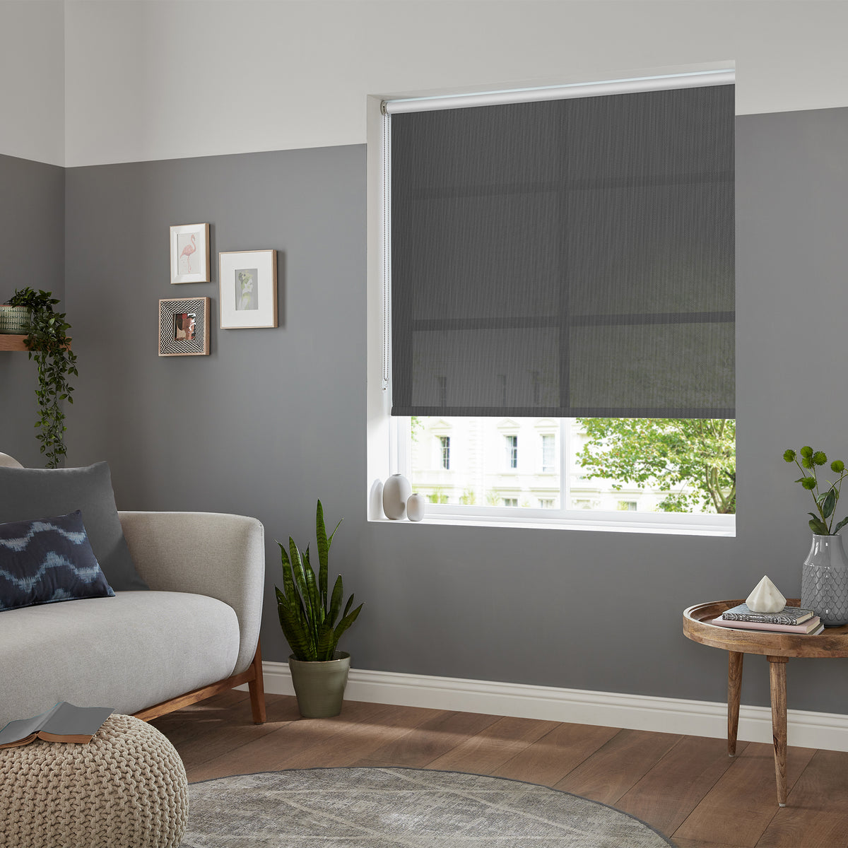 Insta Fit No Drill Azalea sheer Noir Roller Blinds - Fit in 30 Secs
