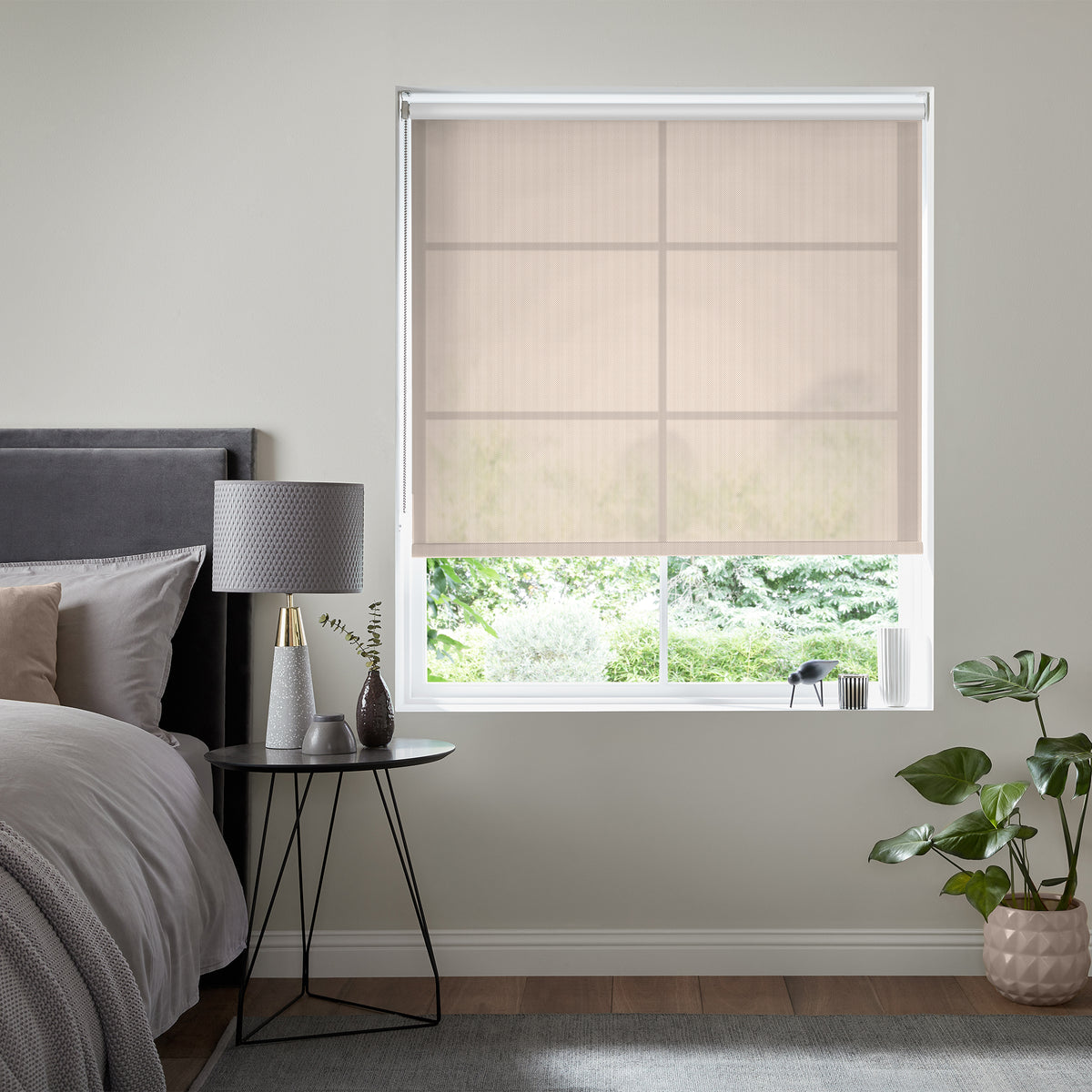 Insta Fit No Drill Azalea sheer 8% Cream Roller Blinds - Fit in 30 Secs