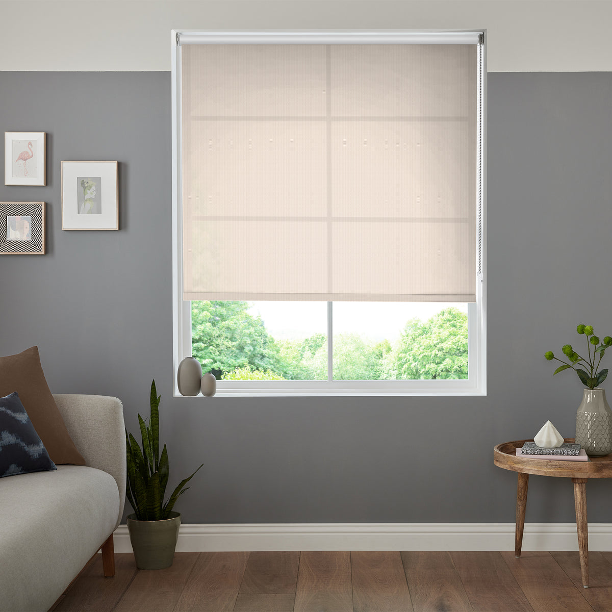 Insta Fit No Drill Azalea sheer Cream Roller Blinds - Fit in 30 Secs