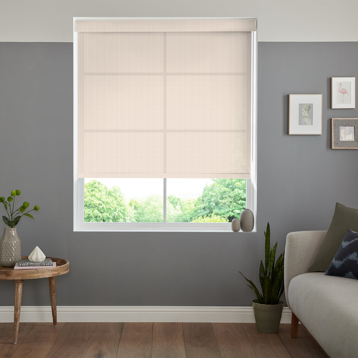 Insta Fit No Drill Azalea sheer Cream Roller Blinds - Fit in 30 Secs