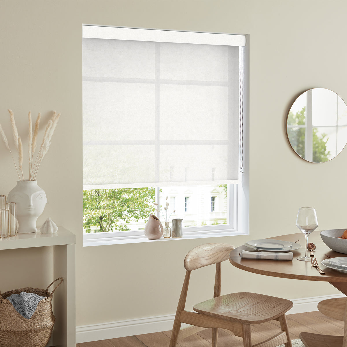 Insta Fit No Drill Azalea Texture White Roller Blinds - Fit in 30 Secs