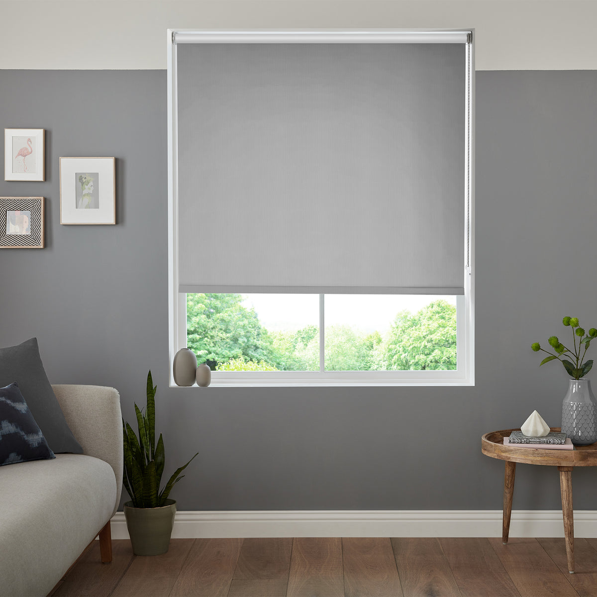 Insta Fit No Drill Wisteria Blackout Light Grey Roller Blinds - Fit in 30 Secs