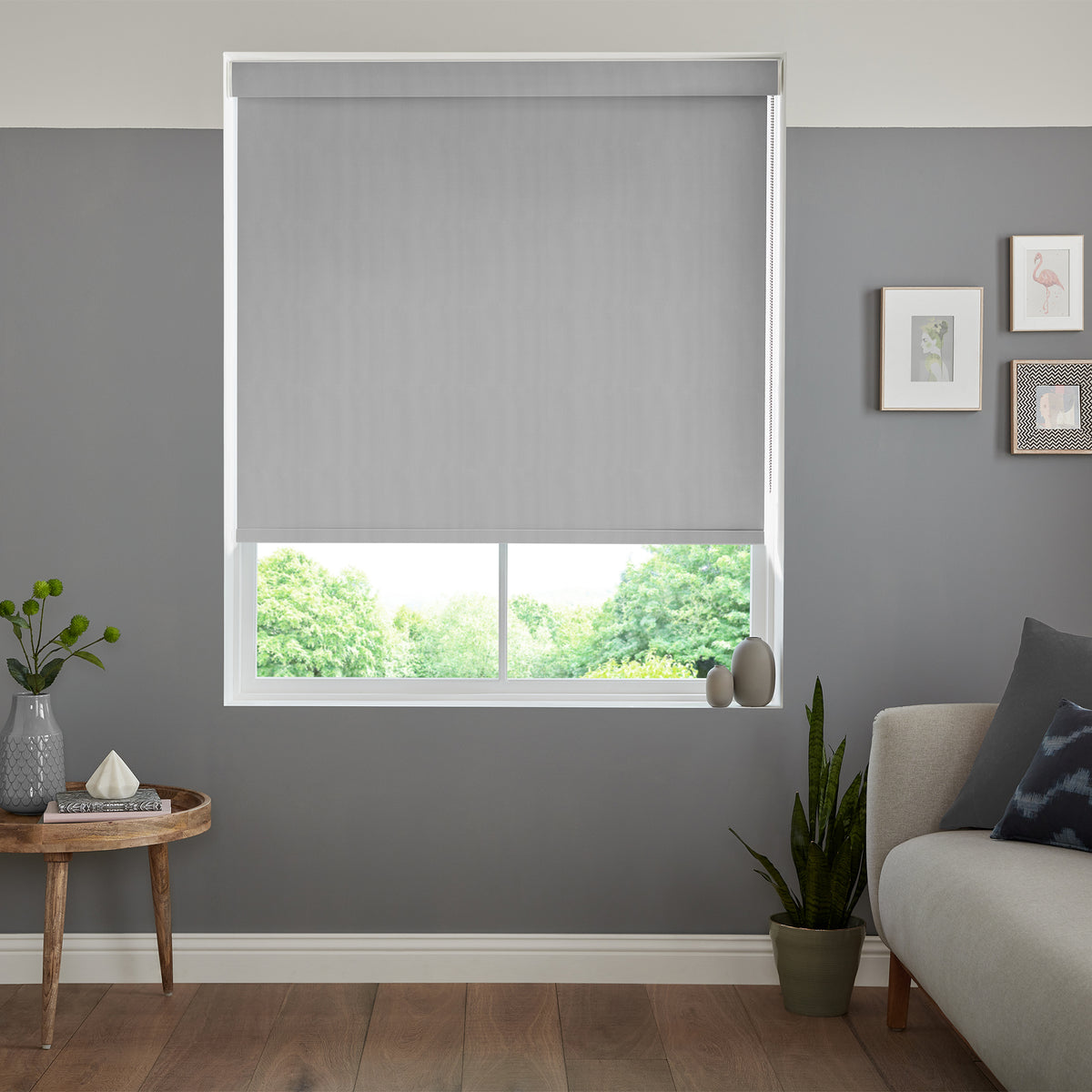Insta Fit No Drill Wisteria Blackout Light Grey Roller Blinds - Fit in 30 Secs