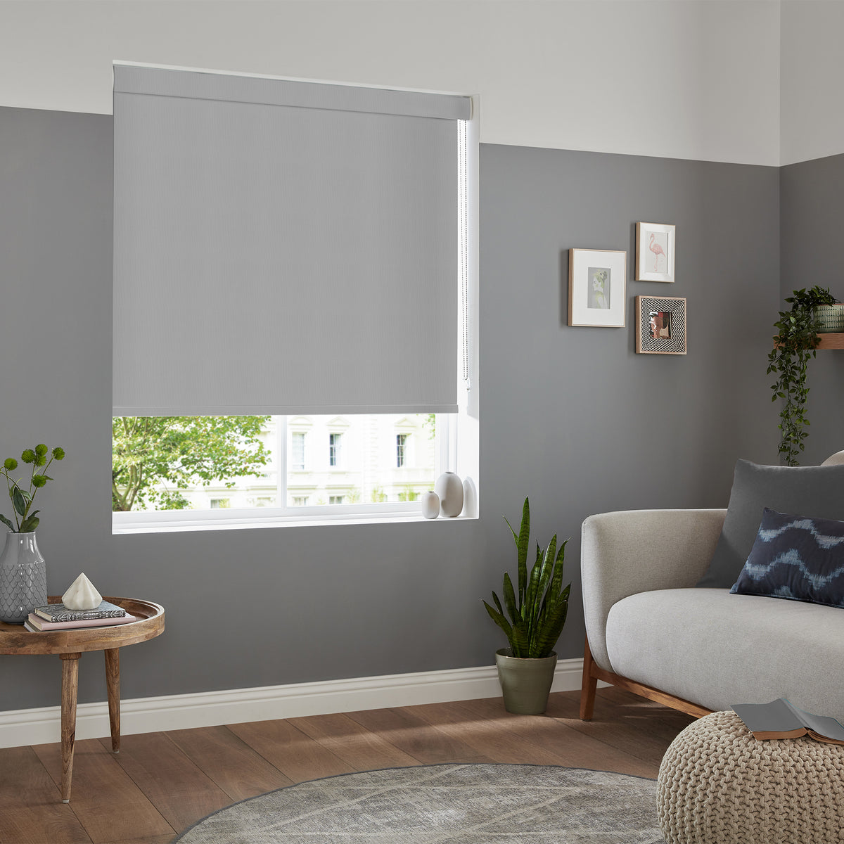 Insta Fit No Drill Wisteria Blackout Light Grey Roller Blinds - Fit in 30 Secs