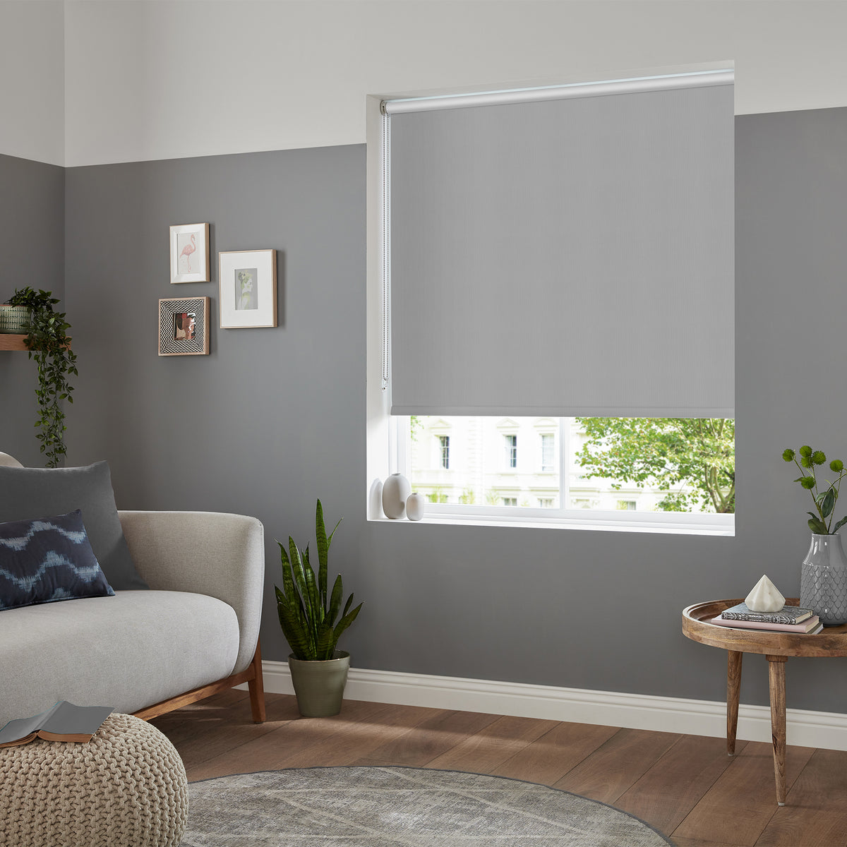 Insta Fit No Drill Wisteria Blackout Light Grey Roller Blinds - Fit in 30 Secs