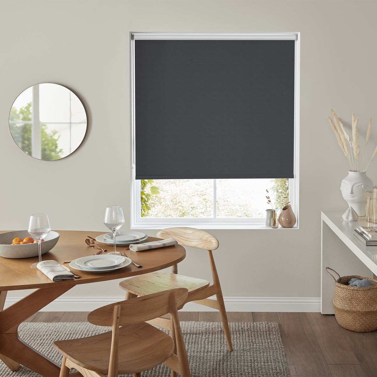 Insta Fit No Drill Wisteria Blackout Dark Grey Roller Blinds - Fit in 30 Secs