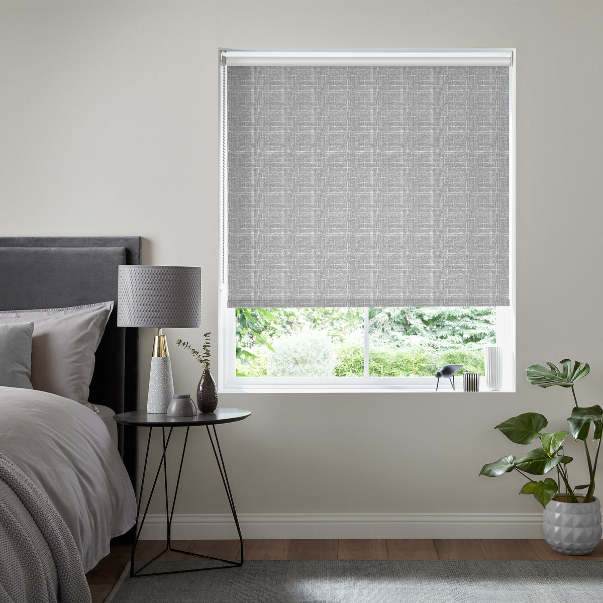 Insta Fit No Drill Verbena Blackout Charcoal Roller Blinds - Fit in 30 Secs