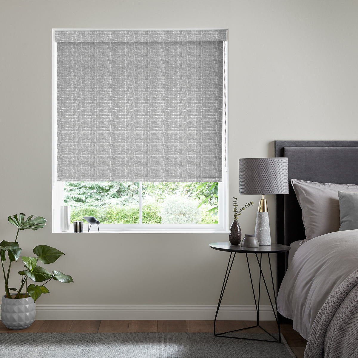 Insta Fit No Drill Verbena Blackout Charcoal Roller Blinds - Fit in 30 Secs