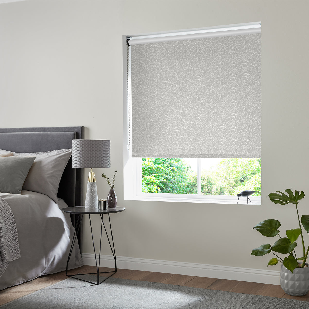 Insta Fit No Drill Zinnia Blackout Grey Roller Blinds - Fit in 30 Secs