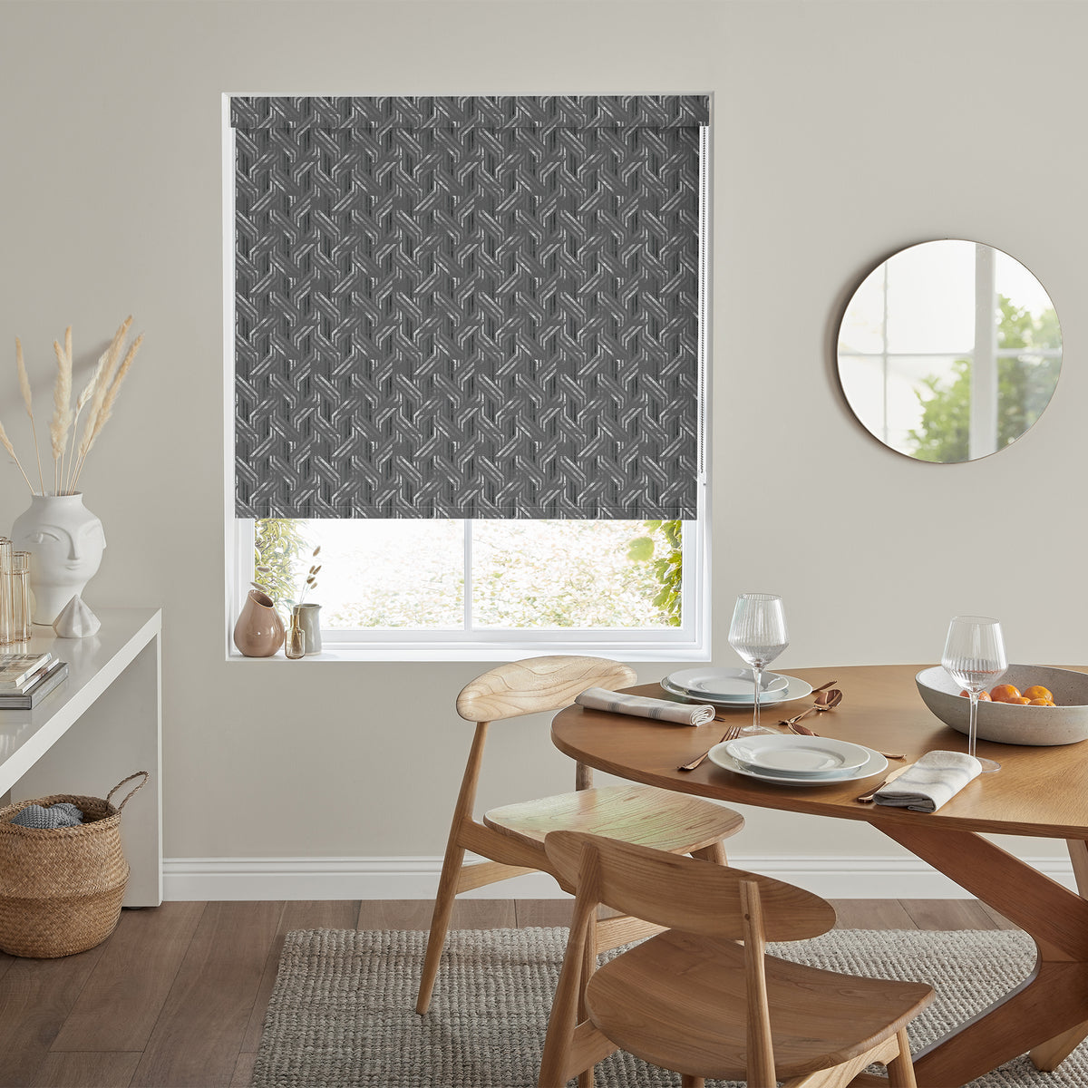 Insta Fit No Drill Simetric Blackout Charcoal Roller Blinds - Fit in 30 Secs