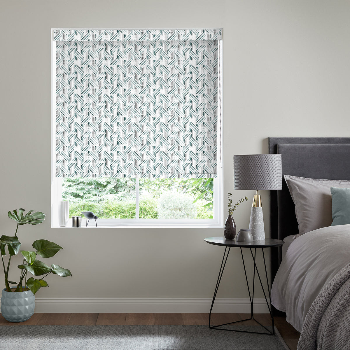 Insta Fit No Drill Simetric Blackout Jade Roller Blinds - Fit in 30 Secs