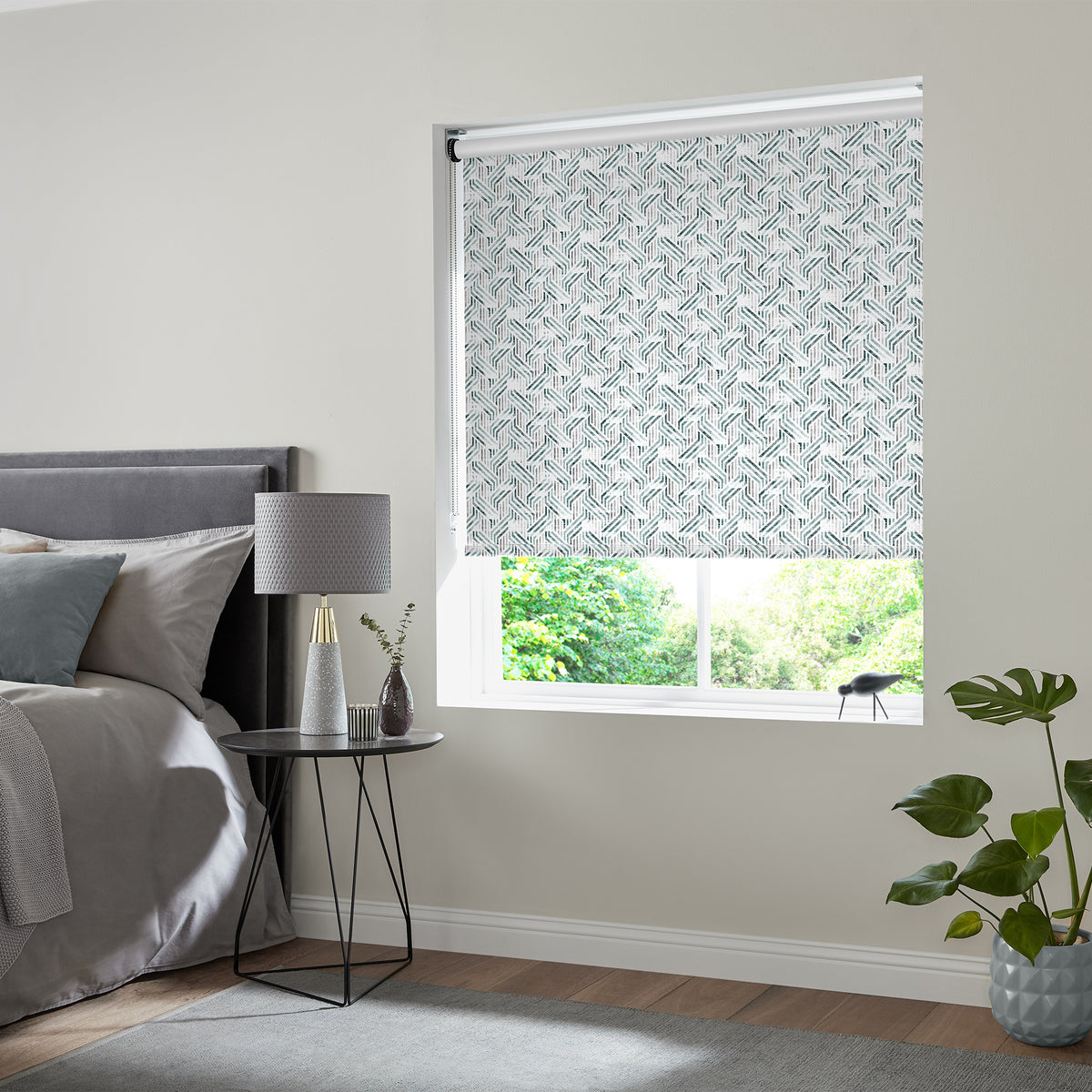 Insta Fit No Drill Simetric Blackout Jade Roller Blinds - Fit in 30 Secs