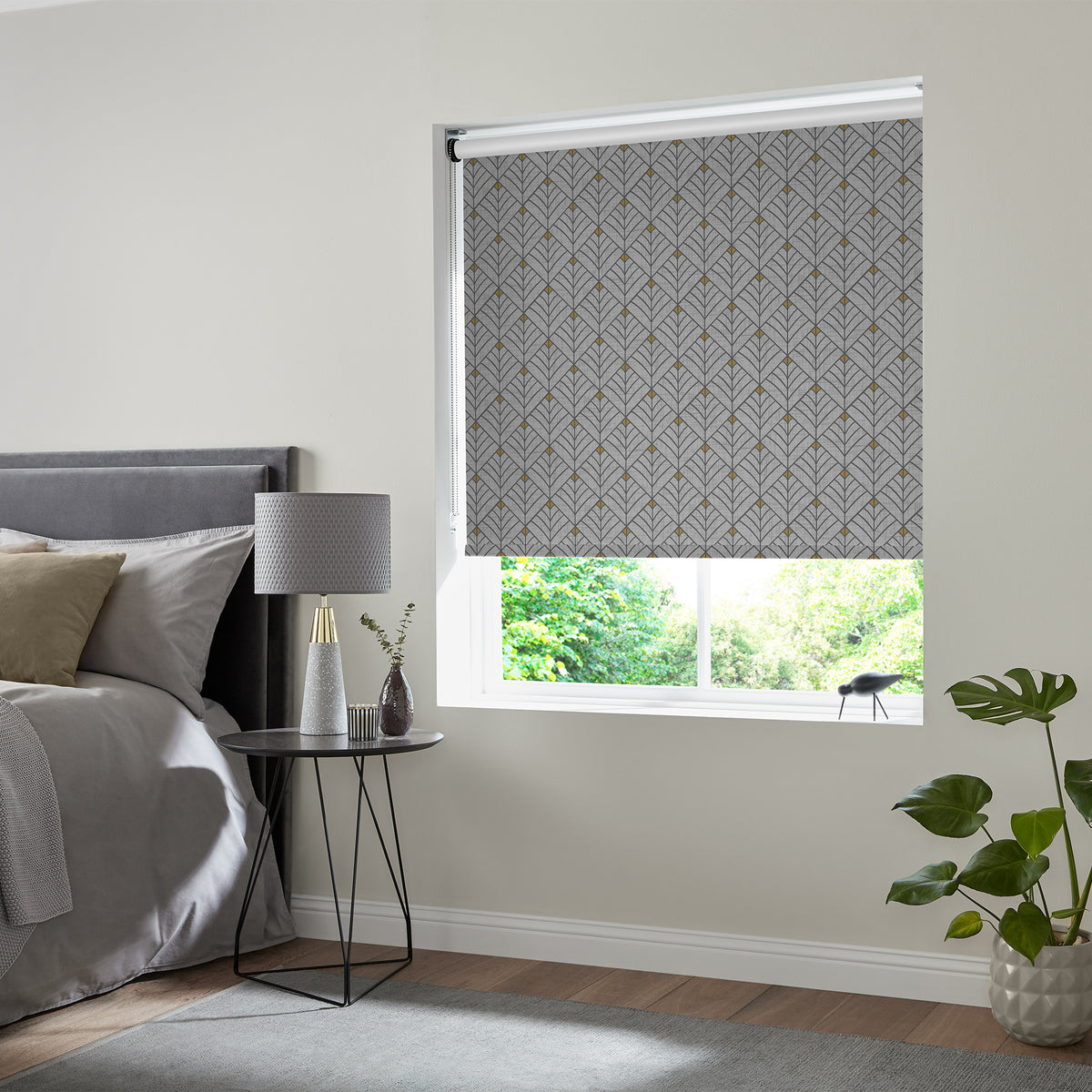 Insta Fit No Drill Yarrow Blackout Grey Roller Blinds - Fit in 30 Secs