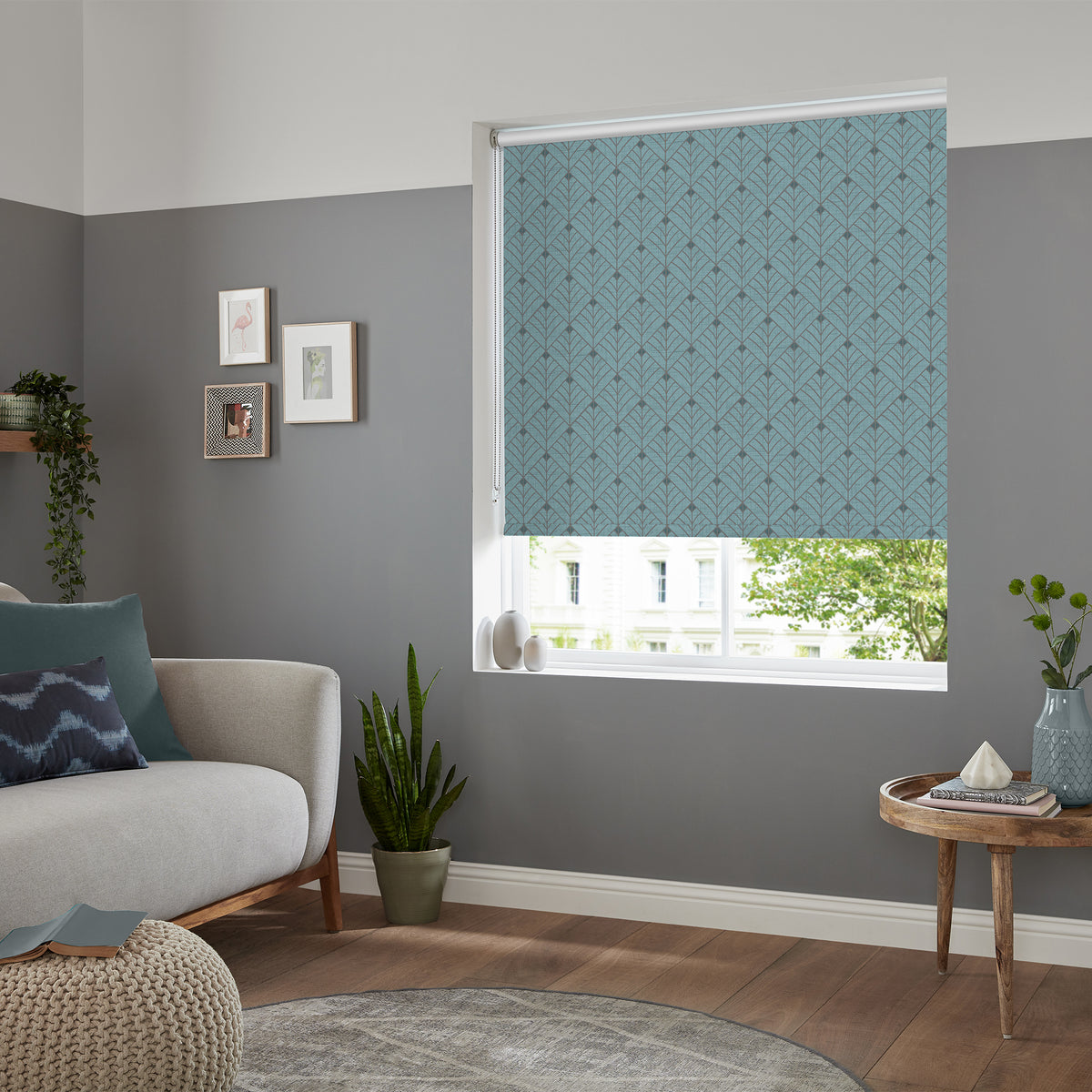Insta Fit No Drill Yarrow Blackout Aqua Roller Blinds - Fit in 30 Secs