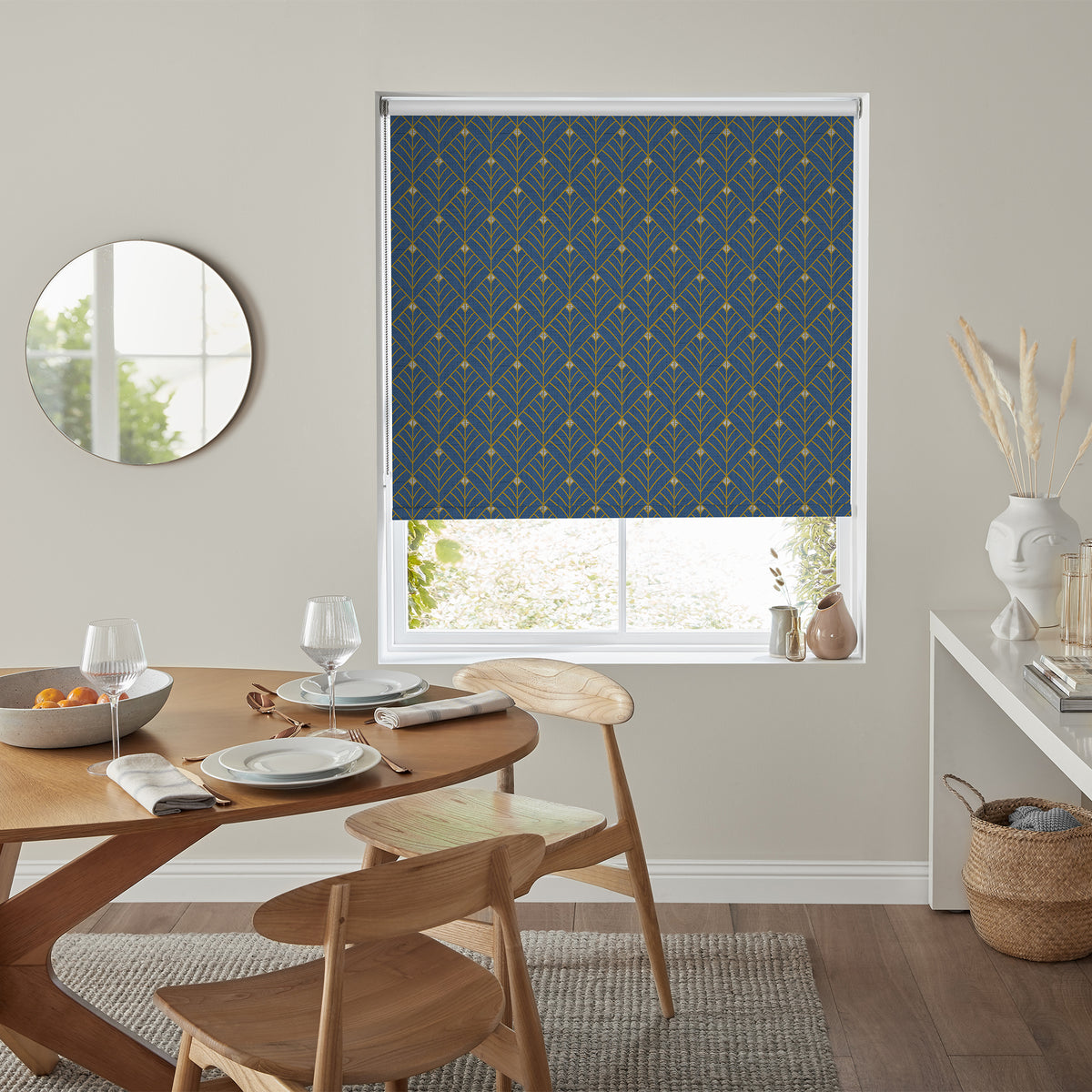 Insta Fit No Drill Yarrow Blackout Navy Roller Blinds - Fit in 30 Secs