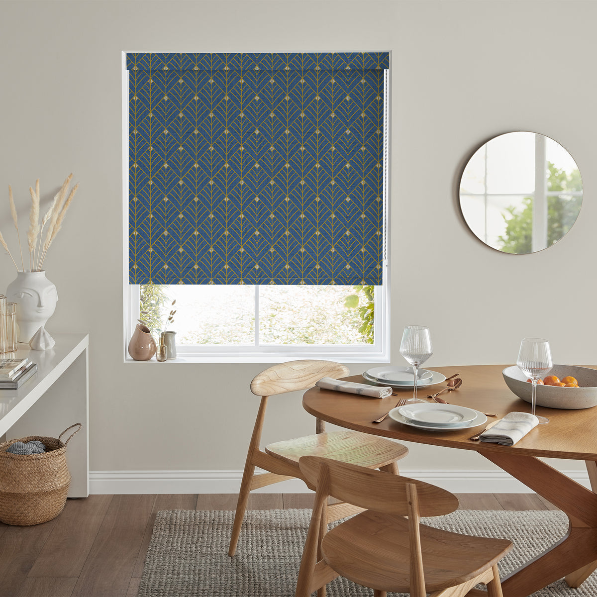 Insta Fit No Drill Yarrow Blackout Navy Roller Blinds - Fit in 30 Secs