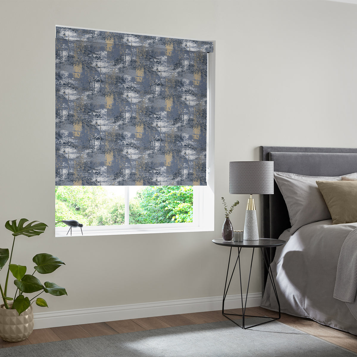 Insta Fit No Drill Adventure Blackout Denim Roller Blinds - Fit in 30 Secs