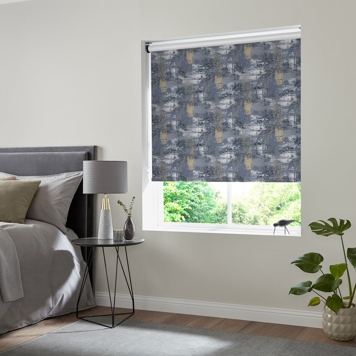 Insta Fit No Drill Adventure Blackout Denim Roller Blinds - Fit in 30 Secs