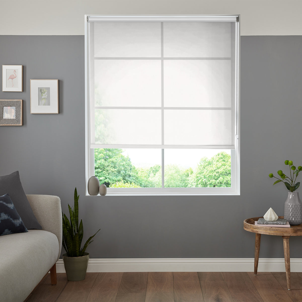 Insta Fit No Drill Geo Voile Snow Roller Blinds - Fit in 30 Secs