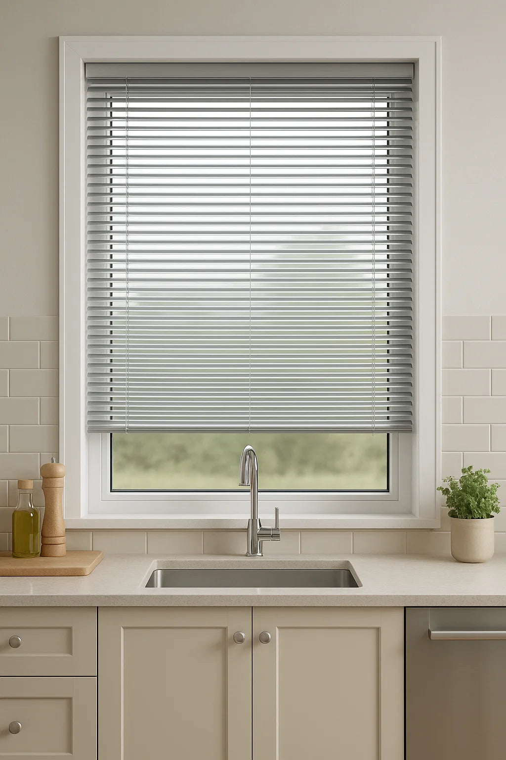 Shiny Silver Metal Venetian Blind - 25mm